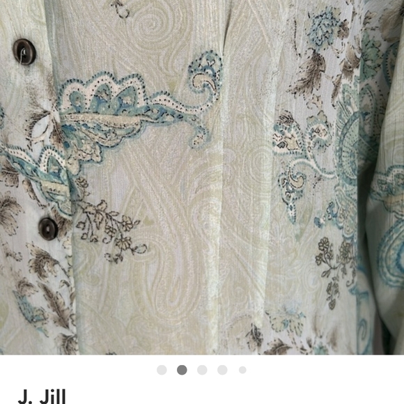 J. Jill Light Green Paisley Button-Up Blouse - Picture 4 of 4